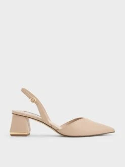 Trapeze Heel Slingback Pumps