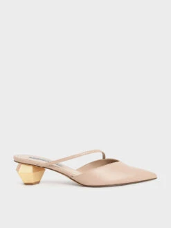 Asymmetric Strap Chrome Heel Mules