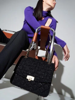 Tweed Chain Strap Bag -Charles & Keith 2021 L3 CK2 70781639 01 6