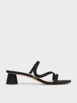 Satin Wavy Strap Mules