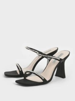 Satin Gem-Encrusted Heeled Sandals -Charles & Keith 2021 L7 CK1 60050949 01 3