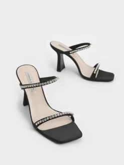 Satin Gem-Encrusted Heeled Sandals -Charles & Keith 2021 L7 CK1 60050949 01 5