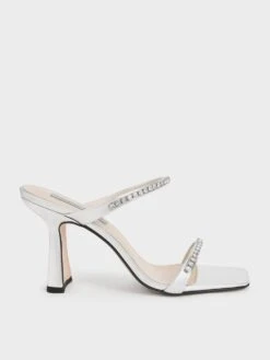 Metallic Gem-Encrusted Heeled Sandals