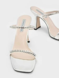 Metallic Gem-Encrusted Heeled Sandals -Charles & Keith 2021 L7 CK1 60050949 07 5