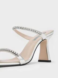 Metallic Gem-Encrusted Heeled Sandals -Charles & Keith 2021 L7 CK1 60050949 07 7