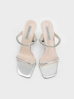 Metallic Gem-Encrusted Heeled Sandals -Charles & Keith 2021 L7 CK1 60050949 07 8