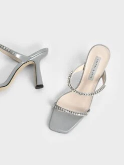 Patent Gem-Encrusted Heeled Sandals 9 Patent Gem-Encrusted Heeled Sandals -Charles & Keith 2021 L7 CK1 60050949 67 8