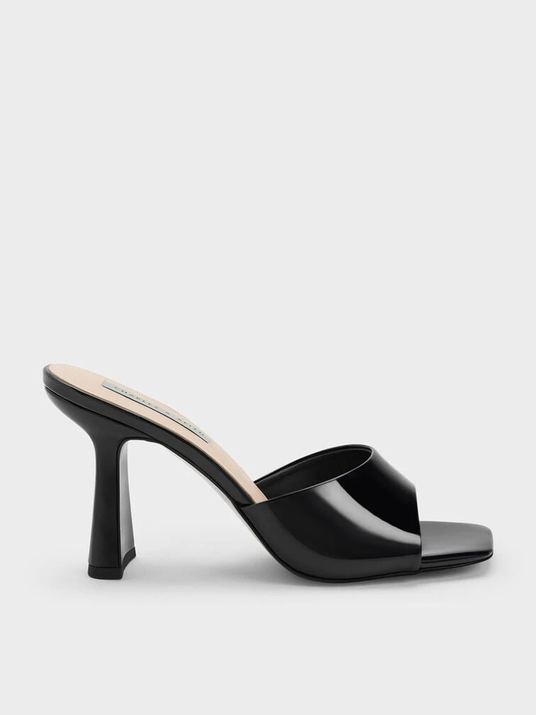 Patent Square Toe Heeled Mules 1 Patent Square Toe Heeled Mules
