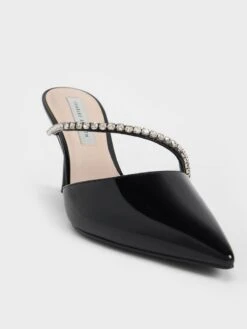 Gem-Encrusted Patent Stiletto Mules -Charles & Keith 2021 L7 CK1 60361363 J5 7
