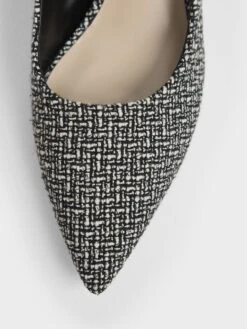 Metallic Sculptural Heel Tweed Pumps -Charles & Keith 2021 L7 CK1 60920286 24 5