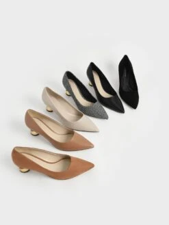 Metallic Sculptural Heel Tweed Pumps -Charles & Keith 2021 L7 CK1 60920286 24 7