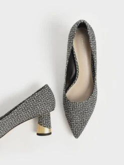 Metallic Sculptural Heel Tweed Pumps -Charles & Keith 2021 L7 CK1 60920286 24 8