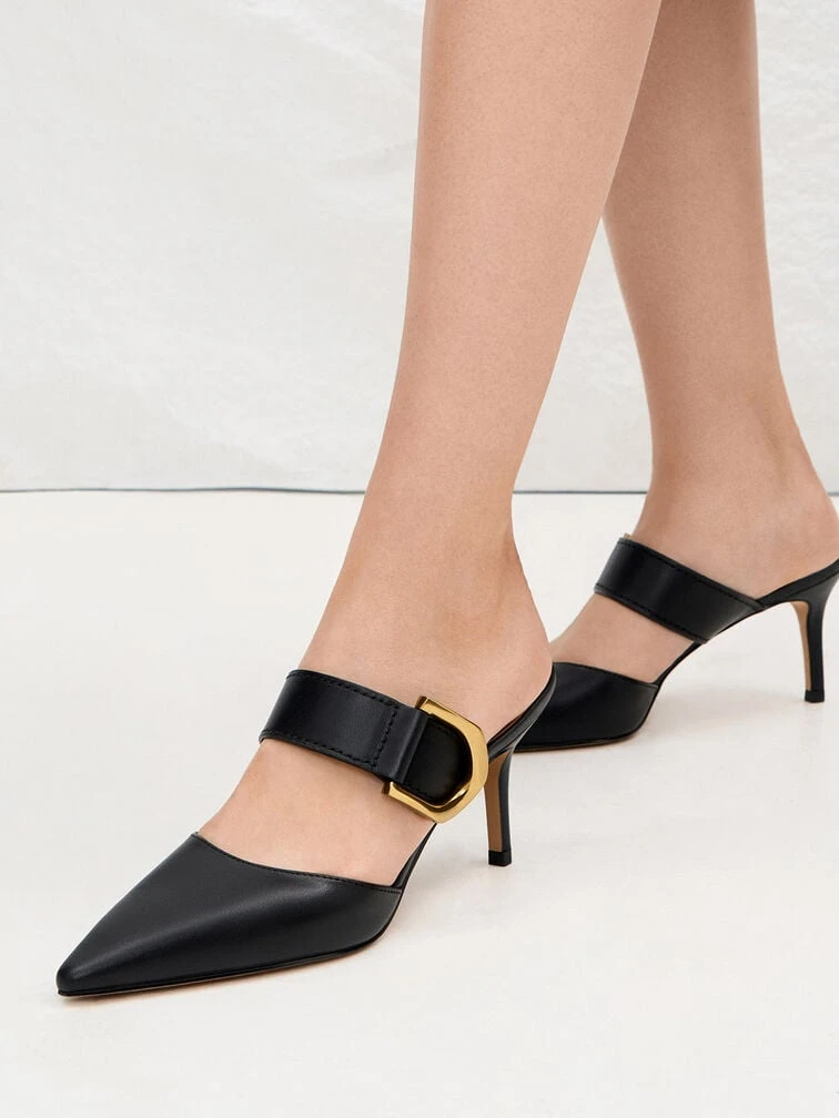 Gabine Buckled Leather Mule Pumps 2 Gabine Buckled Leather Mule Pumps - Image 2
