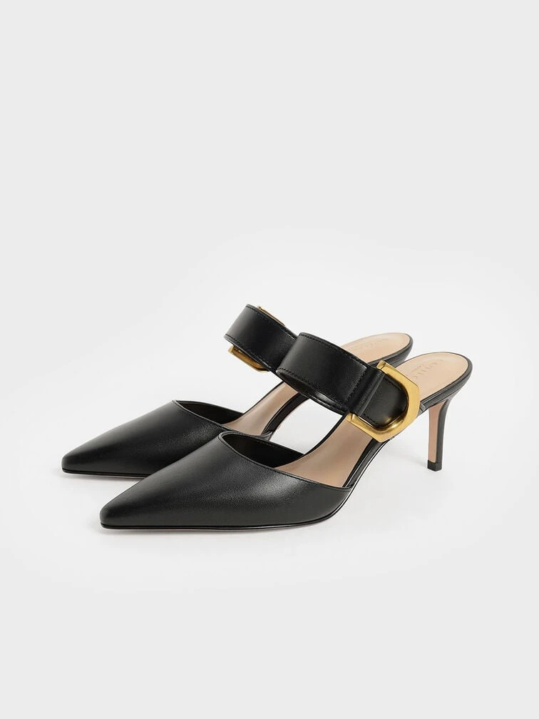 Gabine Buckled Leather Mule Pumps 3 Gabine Buckled Leather Mule Pumps - Image 3