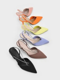 Adel Recycled Polyester Gem-Strap Slingback Ballerina Pumps -Charles & Keith 2022 L2 CK1 60280280 B 83 7