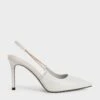 Chain-Link Slingback Stiletto Pumps