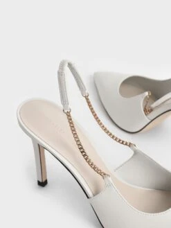 Chain-Link Slingback Stiletto Pumps 12 Chain-Link Slingback Stiletto Pumps -Charles & Keith 2022 L2 CK1 60280333 41 5