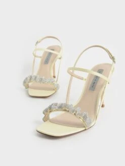 Gem-Embellished Satin Stiletto Sandals -Charles & Keith 2022 L2 CK1 60361402 23 7