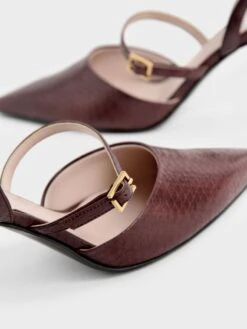 Snake-Print Double Strap Slingback Pumps -Charles & Keith 2022 L3 CK1 60361412 G5 5