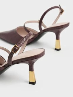 Snake-Print Double Strap Slingback Pumps -Charles & Keith 2022 L3 CK1 60361412 G5 7