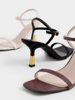 Snake-Print Ankle-Strap Heeled Sandals -Charles & Keith 2022 L3 CK1 60580244 G5 7