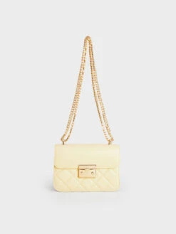 Metallic Push-Lock Chain Bag