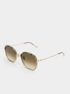 Recycled Acetate Wire-Frame Sunglasses -Charles & Keith 2022 L3 CK3 71280489 14 5