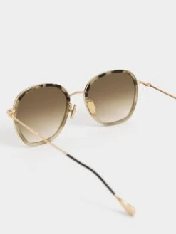 Recycled Acetate Wire-Frame Sunglasses -Charles & Keith 2022 L3 CK3 71280489 14 7