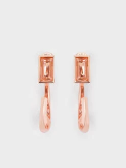 Crystal-Embellished Half Hoop Earrings