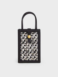 Este Belted Tweed Phone Pouch