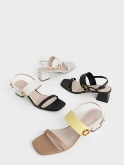 Metallic Accent Trapeze Heel Sandals -Charles & Keith 2022 L6 CK1 60050964 41 7