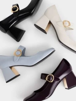 Patent Buckled Mary Jane Pumps -Charles & Keith 2022 L6 CK1 60361423 16 7
