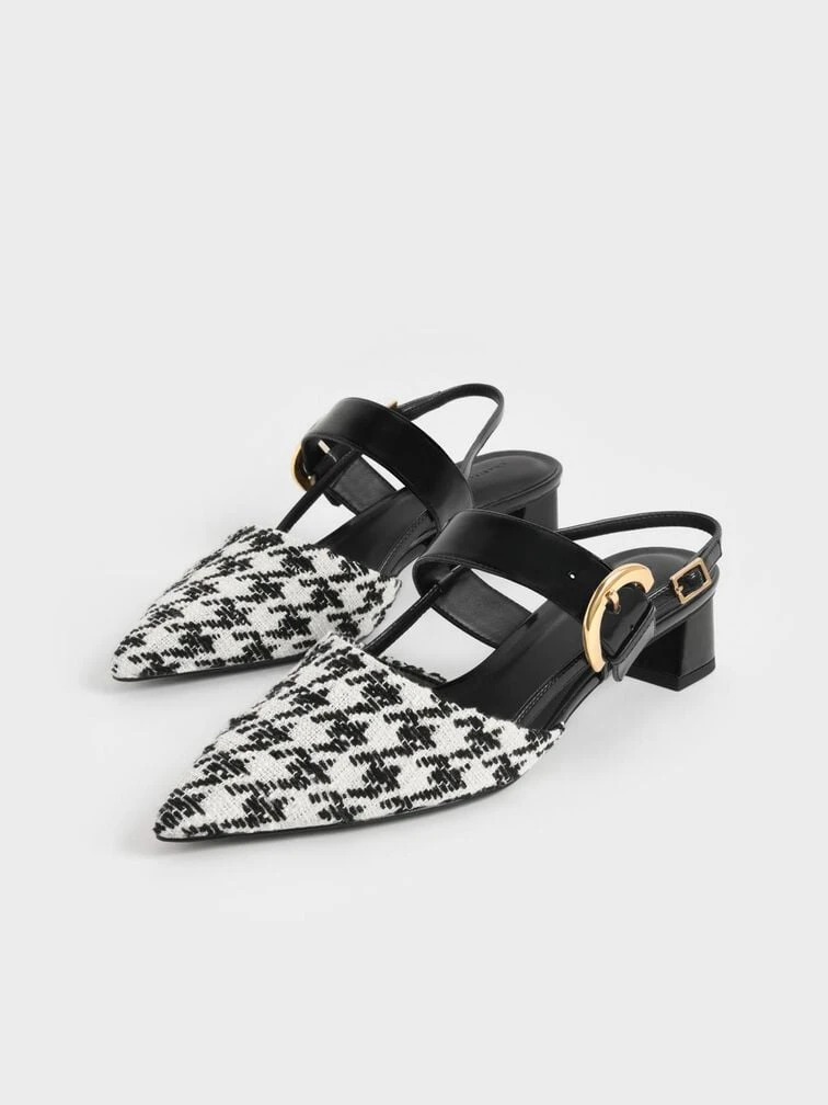 Houndstooth Buckled Slingback Pumps 3 Houndstooth Buckled Slingback Pumps - Image 3
