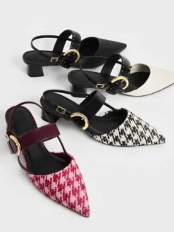 Houndstooth Buckled Slingback Pumps 14 Houndstooth Buckled Slingback Pumps -Charles & Keith 2022 L6 CK1 60580246 24 7
