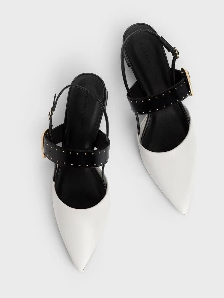 Studded Buckled Slingback Pumps 7 Studded Buckled Slingback Pumps - Image 7