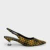 Checkered Spool Heel Slingback Pumps