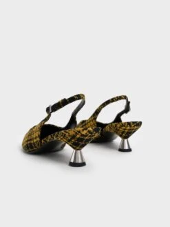 Checkered Spool Heel Slingback Pumps -Charles & Keith 2022 L6 CK1 61720119 23 5