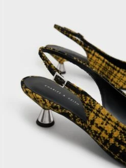 Checkered Spool Heel Slingback Pumps -Charles & Keith 2022 L6 CK1 61720119 23 7