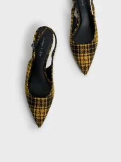 Checkered Spool Heel Slingback Pumps -Charles & Keith 2022 L6 CK1 61720119 23 8
