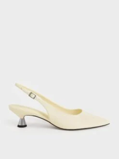 Patent Spool Heel Slingback Pumps