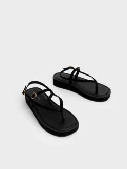 Textured Strappy Flatform Thong Sandals -Charles & Keith 2022 L6 CK1 80050091 B8 3