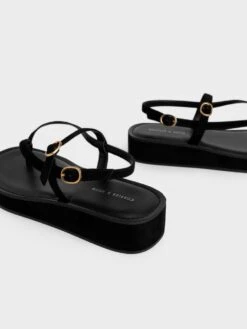 Textured Strappy Flatform Thong Sandals -Charles & Keith 2022 L6 CK1 80050091 B8 5