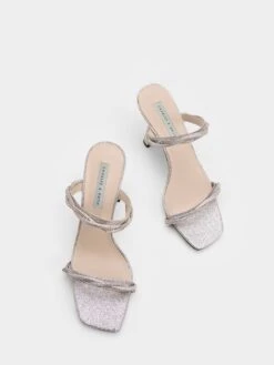 Embellished Twisted Strap Glittered Sandals -Charles & Keith 2022 L7 CK1 60050976 07 8