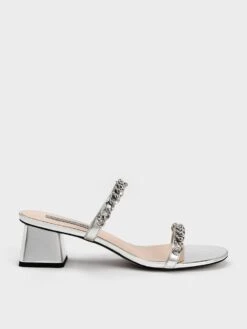 Chain-Link Block Heel Sandals