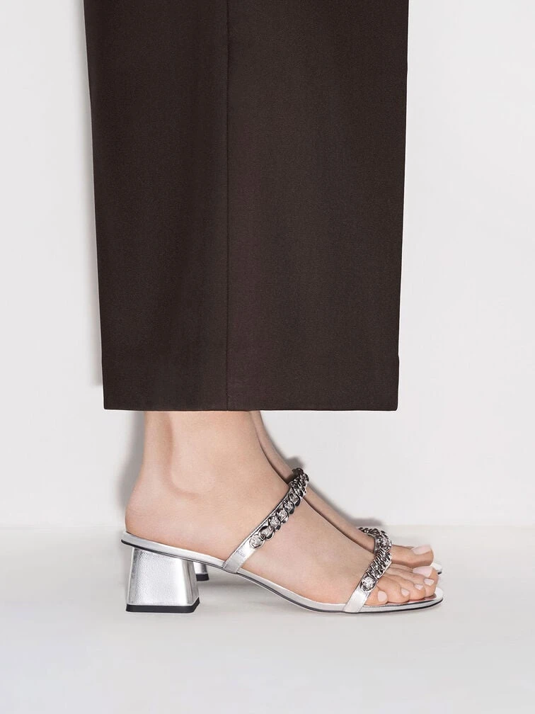 Chain-Link Block Heel Sandals 2 Chain-Link Block Heel Sandals - Image 2