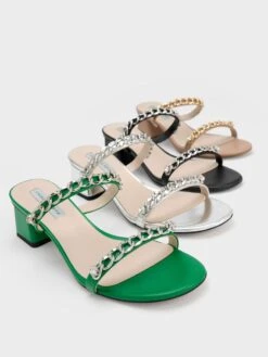 Chain-Link Block Heel Sandals 12 Chain-Link Block Heel Sandals -Charles & Keith 2022 L7 CK1 60050977 07 7