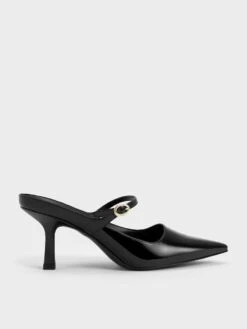 Patent Mary Jane Heeled Mules