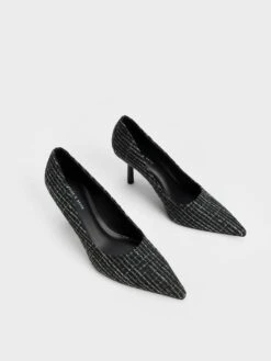 Tweed Pointed-Toe Cylindrical Heel Pumps -Charles & Keith 2022 L7 CK1 60361436 24 3