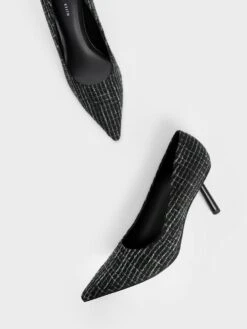 Tweed Pointed-Toe Cylindrical Heel Pumps -Charles & Keith 2022 L7 CK1 60361436 24 8