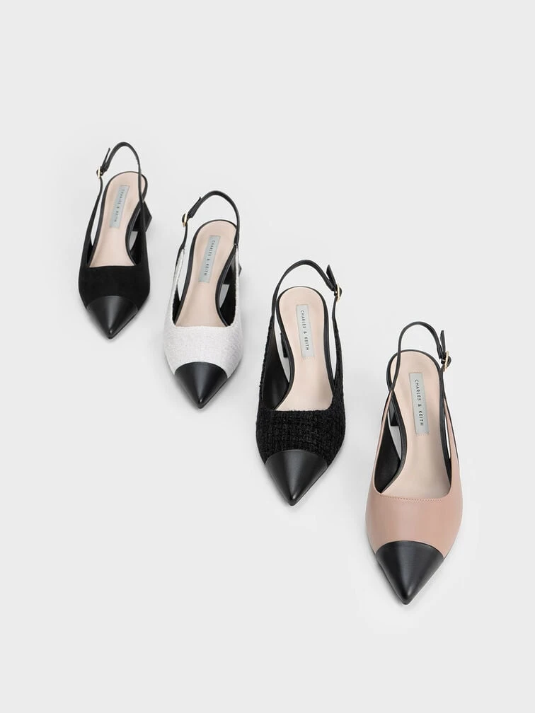 Tweed Toe Cap Slingback Pumps 6 Tweed Toe Cap Slingback Pumps - Image 6